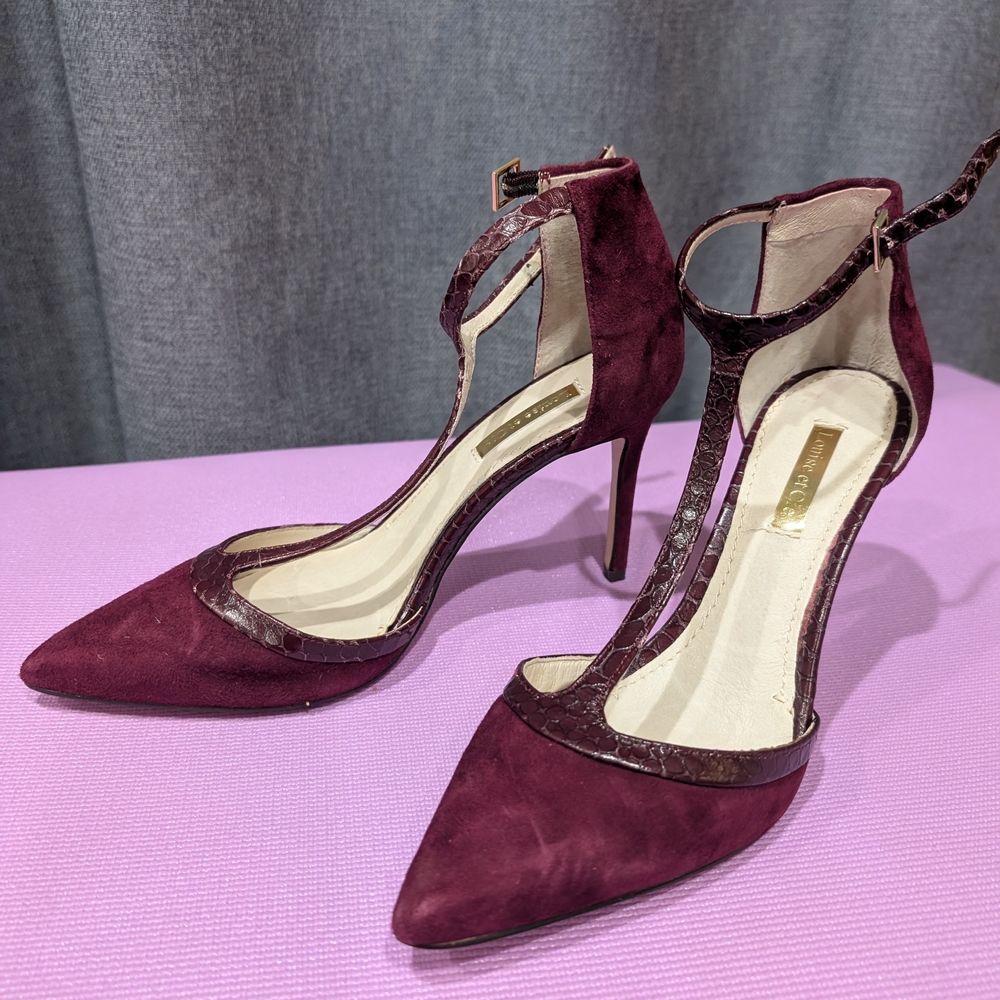 Louise et Cie Burgundy Ankle Strap Heels